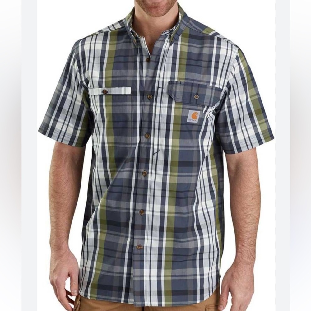 Men’s Carhartt Ridge Forcefield Plaid Button‎ Down Collared Short Sleeve Shirt